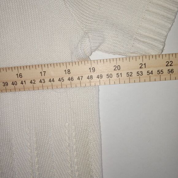 Jason Maxwell Cardigan Women M Open Front White Short Sleeve Casual Lite Weight - Picture 4 of 7